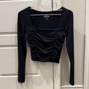 NWOT Hollister Ruched Black Long Sleeve Top